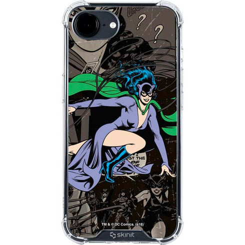 DC Comics Catwoman Vintage Action Pose Pattern iPhone 16e Clear Case